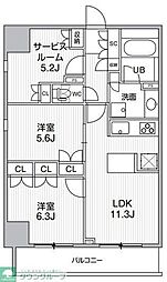 グランエール西日暮里NORTH 2SLDKの間取図画像