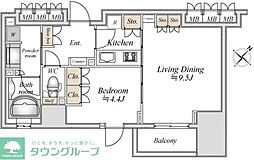 ラドゥセール巣鴨 1LDKの間取図画像
