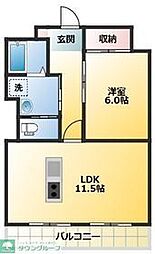 パル駒込 1LDKの間取図画像