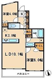 パークグレイス駒込 2LDKの間取図画像