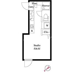 セレブラーレ町屋 1階ワンルームの間取り