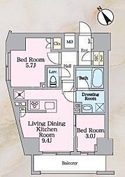 ラグゼナ北千住II 3階2LDKの間取り
