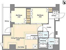 オアーゼ日暮里レジデンス 10階2LDKの間取り