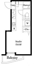 セレブラーレ町屋 2階ワンルームの間取り