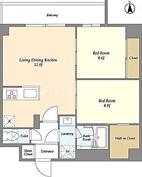 グランカーサ尾久 7階2LDKの間取り