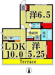 フローラ 3階2LDKの間取り