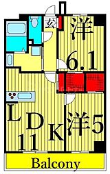 ALTERNA日暮里 2LDKの間取図画像