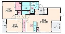 LULU西尾久 3階2LDKの間取り