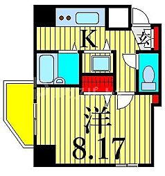 アクアリガーレ西日暮里イースト 3階1Kの間取り