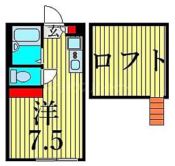 AZEST-RENT町屋 1階ワンルームの間取り