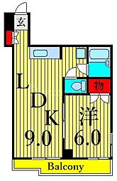 センチュリー町屋 5階1LDKの間取り