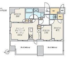 東京メトロ日比谷線 北千住駅 徒歩7分の賃貸マンション 11階3LDKの間取り