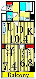 パルカーノ 2LDKの間取図画像