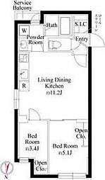 カーサフィオーレ南千住(CASA FIORE南千住) 2LDKの間取図画像