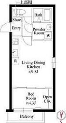 カーサフィオーレ南千住(CASA FIORE南千住) 1LDKの間取図画像