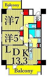 レジディア町屋 2LDKの間取図画像