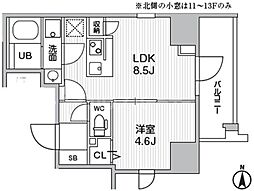仮)Weave Base -Ueno North 1LDKの間取図画像