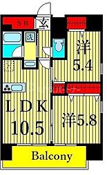 グランレーヴ東尾久 2LDKの間取図画像