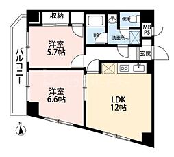 エーシーフィールズ 2LDKの間取図画像