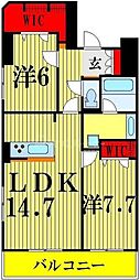 ロイヤルパーリスリバーサイド 2LDKの間取図画像