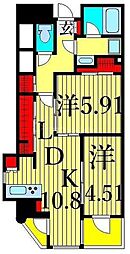 RESIDIAIRIYA 2LDKの間取図画像