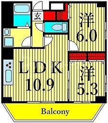 カルム日暮里レジデンス 2LDKの間取図画像