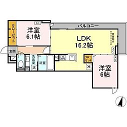 オードリーコート 2LDKの間取図画像