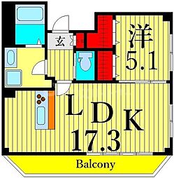 カルム日暮里レジデンス 1LDKの間取図画像