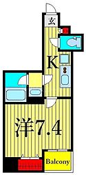 グランカーサ上野入谷 1Kの間取図画像