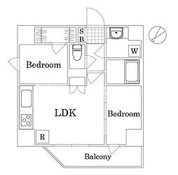 THERESIDENCEOFTOKYOH20SKYTOWER 2LDKの間取図画像
