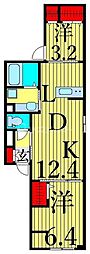 ラリュール清川A 2LDKの間取図画像