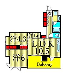 ドゥーエ南千住 2SLDKの間取図画像