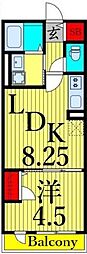 ヴィラブランシュ 1LDKの間取図画像