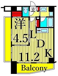 カスタリア北上野 1LDKの間取図画像