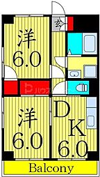 クローネ・川口 2DKの間取図画像