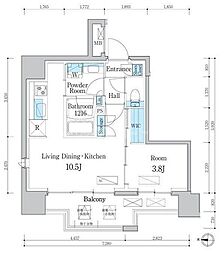 デュオフラッツ台東三ノ輪 1LDKの間取図画像
