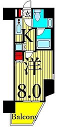 ライジングプレイス南千住 1Kの間取図画像