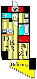 アジールコート町屋 1DKの間取図画像
