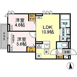 セレスティア西尾久 2LDKの間取図画像