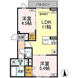 セレスティア西尾久 2LDKの間取図画像
