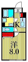 グランカーサ田端 1Kの間取図画像