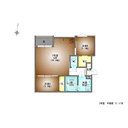 REGALEST千成 2LDKの間取図画像