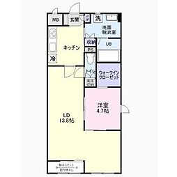 猫ん家 シャトン黄金 1LDKの間取図画像