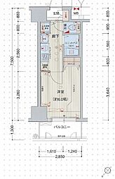 プレサンス新栄リミックス 1Kの間取図画像