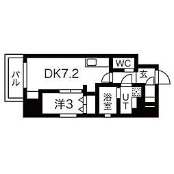 BLUEOCEANSAKO 1LDKの間取図画像
