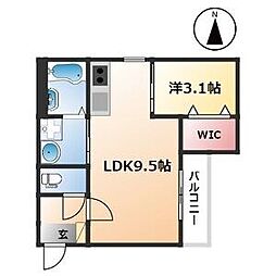 クレシア浄心 1LDKの間取図画像