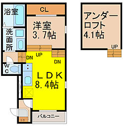 ハーモニーテラス六番町 1SLDKの間取図画像