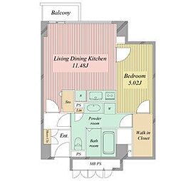 ミュプレ矢場町 1LDKの間取図画像
