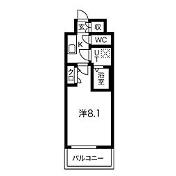 エスリード新栄グラティア 1Kの間取図画像