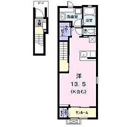 フィオーレ川前 ワンルームの間取図画像